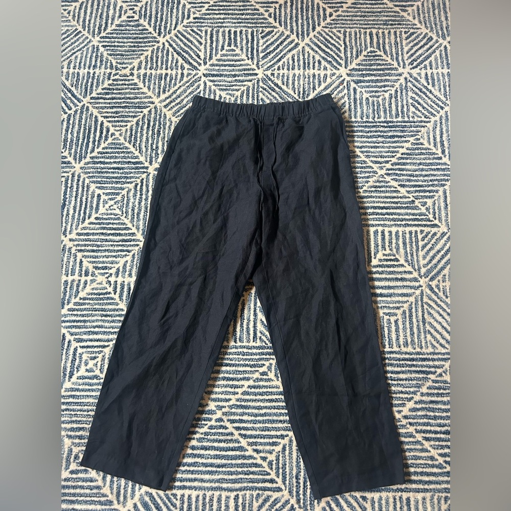 H&M Black Wide Leg Linen Pants